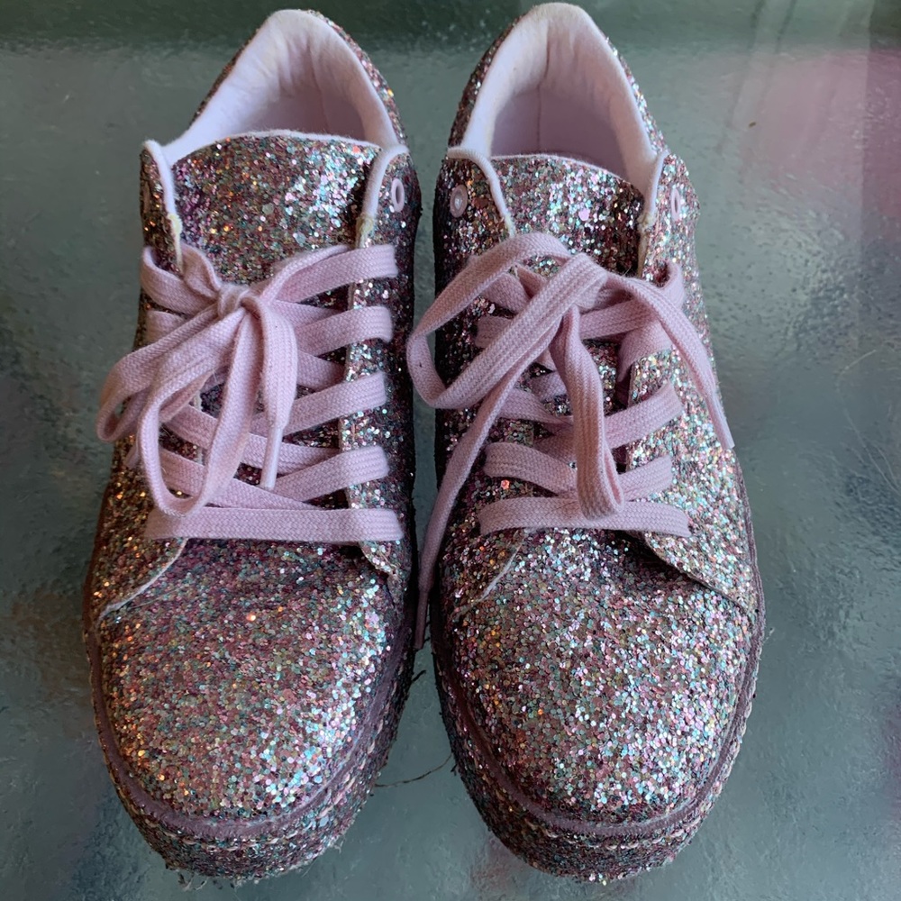 Pink sequin sneakers